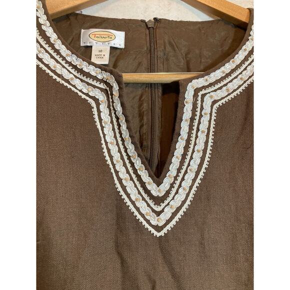 Talbots Brown Mini Dress with White Trim - Picture 3 of 15